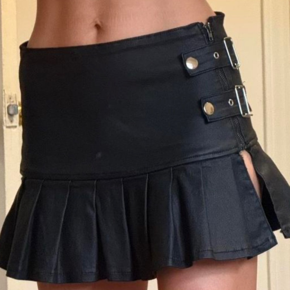 Edikted Black Mini Skirt with Buckle Accents